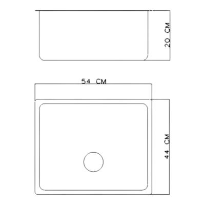 Évier sous plan en acier inoxydable 1 bac XS, L.54 x P.44 cm, GoodHome Villach