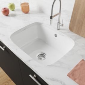 Évier sous-plan en céramique 1 cuve à encastrer Villeroy & Boch Cisterna blanc brillant