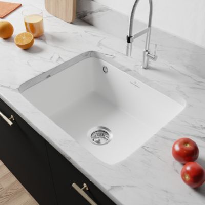 Évier sous plan en céramique blanc mat 1 bac, L.54,5 x P.44 cm, Villeroy & Boch Subway