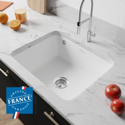 Évier sous plan en céramique blanc mat 1 bac, L.54,5 x P.44 cm, Villeroy & Boch Subway