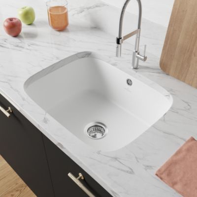Évier sous plan en céramique blanc mat 1 bac, L.55 x P.44 cm, Villeroy & Boch Cisterna