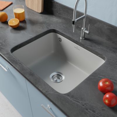 Évier sous plan en céramique gris 1 bac, L.54,5 x P.44 cm, Villeroy & Boch Subway