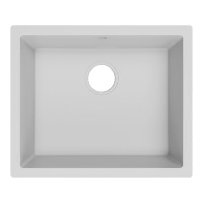 Évier sous plan en composite de quartz blanc mat 1 bac, L.55 x P.46 cm, GoodHome Sorrel