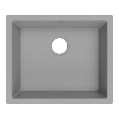 Évier sous plan en composite de quartz gris mat 1 bac, L.55 x P.46 cm, GoodHome Sorrel