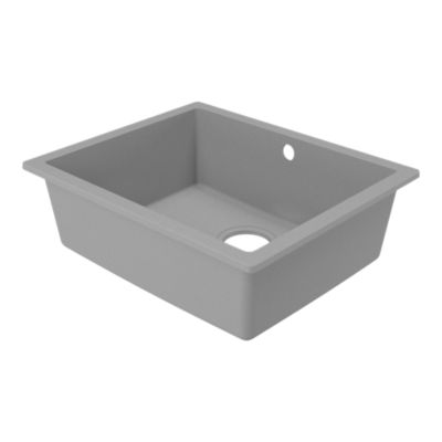 Évier sous plan en composite de quartz gris mat 1 bac, L.55 x P.46 cm, GoodHome Sorrel