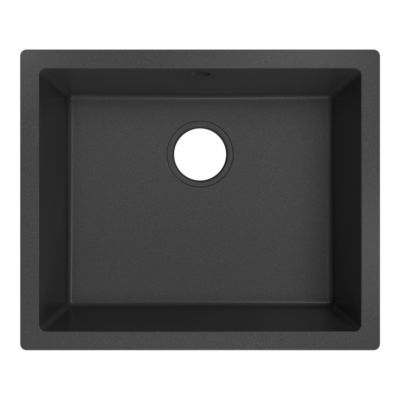 Évier sous plan en composite de quartz noir mat 1 bac, L.55 x P.46 cm, GoodHome Sorrel