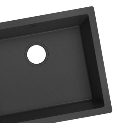 Évier sous plan en composite de quartz noir mat 1 bac, L.55 x P.46 cm, GoodHome Sorrel