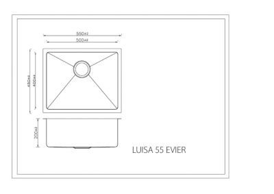 Évier sous plan en inox 1 bac, L.55 x P.45 cm, Essebagno Luisa