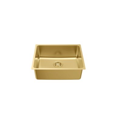 Évier sous plan en inox finition doré 1 bac, L.54 x P.44 cm, Essebagno Inoxa