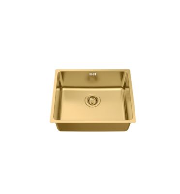 Évier sous plan en inox finition doré 1 bac, L.54 x P.44 cm, Essebagno Inoxa