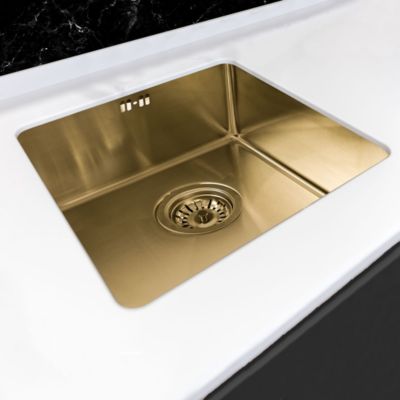 Évier sous plan en inox finition doré 1 bac, L.55 x P.45 cm, Essebagno Luisa