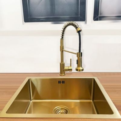 Évier sous plan en inox finition doré 1 bac, L.55 x P.45 cm, Essebagno Luisa