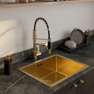 Évier sous plan en inox finition doré 1 bac, L.55 x P.45 cm, Essebagno Luisa