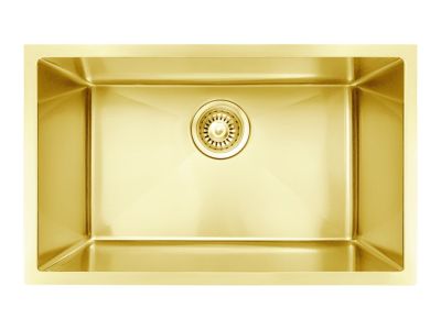 Évier sous plan en inox finition doré 1 grand bac, L.76 x P.45 cm, Essebagno Luisa