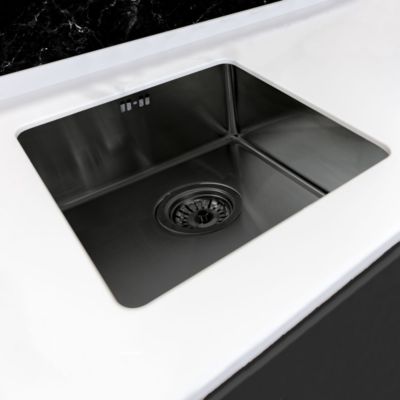 Évier sous plan en inox finition gun métal 1 bac, L.55 x P.45 cm, Essebagno Luisa