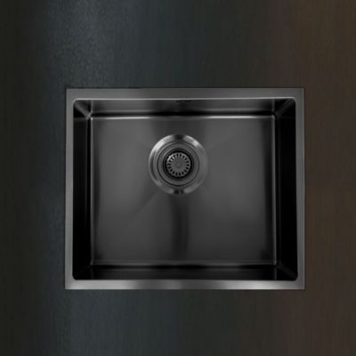 Évier sous plan en inox finition gun métal 1 bac, L.55 x P.45 cm, Essebagno Luisa