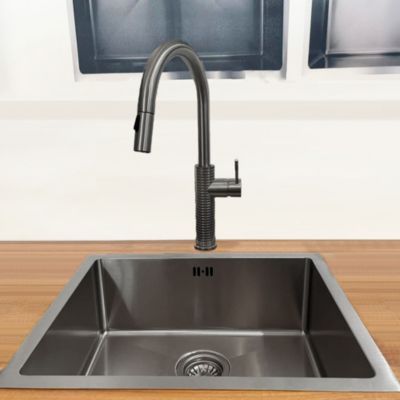 Évier sous plan en inox finition gun métal 1 bac, L.55 x P.45 cm, Essebagno Luisa