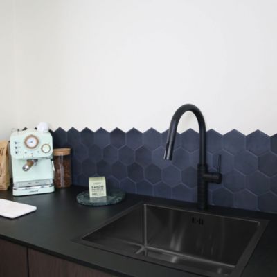 Évier sous plan en inox finition noir mat 1 bac, L.54 x P.44 cm, Essebagno Inoxa