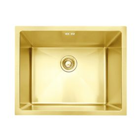 Évier sous-plan en inox finition or 1 bac à encastrer Essebagno Luisa 55