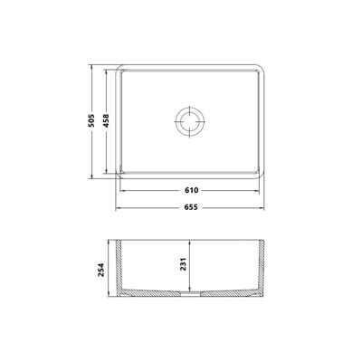 Evier timbre d'office 66cm en céramique blanc