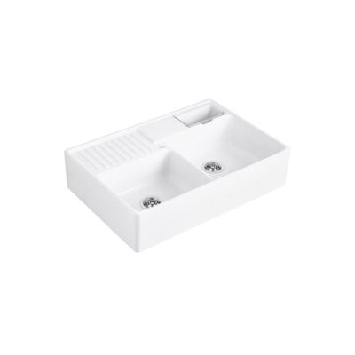 Evier timbre d'office VILLEROY ET BOCH Tradition 2 bacs 89,5 x 63 céramique vidage manuel blanc