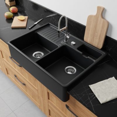 Sink Etagère sous-évier extensible, 2 niveaux modulables, Gris