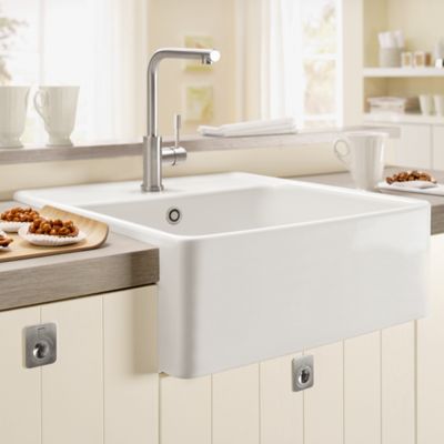 Evier timbre office VILLEROY ET BOCH Tradition 1 bac Blanc CeramicPlus avec vidage automatique
