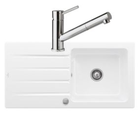 Evier VILLEROY ET BOCH Architectura 60 vidage auto + Robinet de cuisine Como Shower Acier Massif Poli