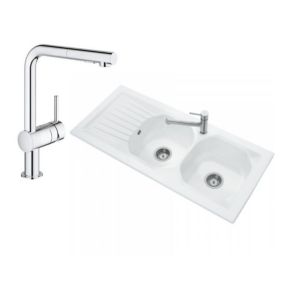 Evier VILLEROY ET BOCH Nestor Plus + Robinet cuisine GROHE Minta