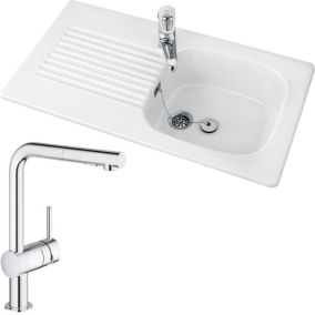 Evier VILLEROY ET BOCH Tudor + Robinet cuisine GROHE Minta