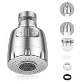 Extension aérateur d'eau orientable, Bec aérateur de robinet rotatif à 360 degrés, 2 modes d'aération, argent