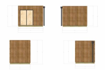Extension bois traité autoclave en bois 3,3 x 2,4 x 2,7 m avec plancher isolé / menuiseries alu k-line