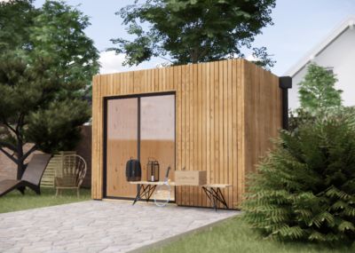 Extension bois traité autoclave en bois 3,3 x 2,4 x 2,7 m avec plancher isolé / menuiseries alu k-line