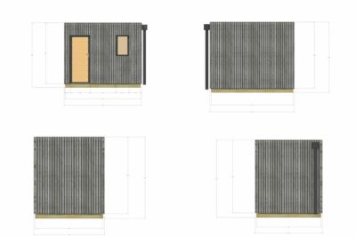 Extension bois traité autoclave en bois 3,3 x 2,4 x 2,7 m avec plancher isolé / menuiseries alu k-line