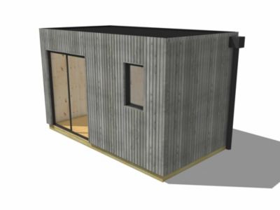 Extension bois traité autoclave en bois 4,4 x 2,4 x 2,7 m avec plancher isolé / menuiseries alu k-line