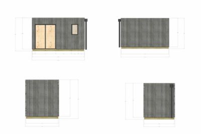 Extension bois traité autoclave en bois 4,4 x 2,4 x 2,7 m avec plancher isolé / menuiseries alu k-line