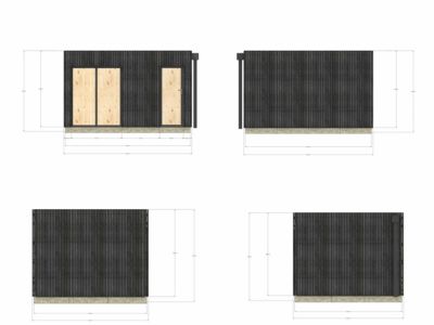 Extension bois traité autoclave en bois 4,4 x 3,5 x 2,7 m