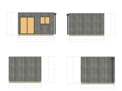 Extension bois traité autoclave en bois 4,4 x 3,5 x 2,7 m