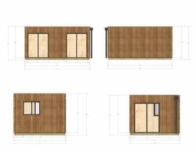 Extension bois traité autoclave en bois 5,5 x 3,5 x 2,7 m avec plancher isolé / menuiseries alu k-line