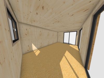 Extension bois traité autoclave en bois 5,5 x 3,5 x 2,7 m avec plancher isolé / menuiseries alu k-line