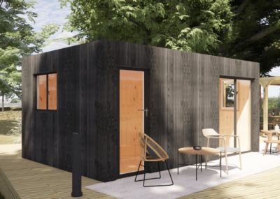 Extension bois traité autoclave en bois 5,5 x 3,5 x 2,7 m avec plancher isolé