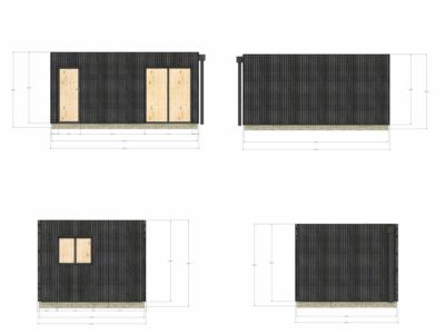 Extension bois traité autoclave en bois 5,5 x 3,5 x 2,7 m / menuiseries alu k-line