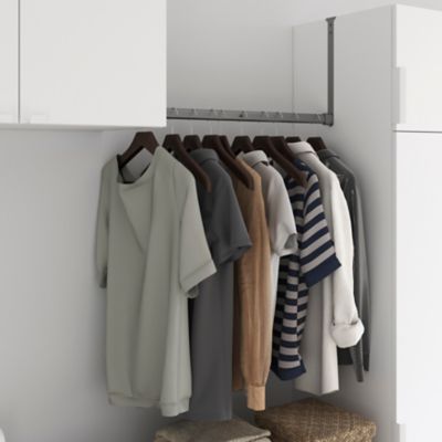 Extension en acier effet métallique + support de barre de penderie GoodHome Atomia 35 cm