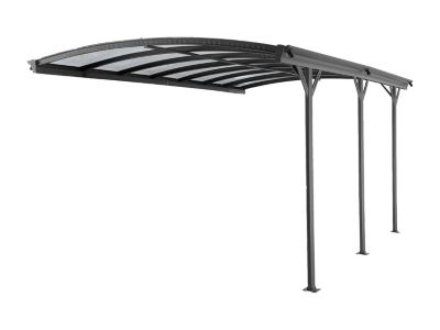 Extension pour carport pergola autoportant en aluminium - 1 voiture - L505 x H239 cm - 15,15 m² - Gris anthracite - BARESA