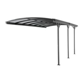 Extension pour carport pergola autoportant en aluminium - 1 voiture - L505 x H239 cm - 15,15 m² - Gris anthracite - BARESA