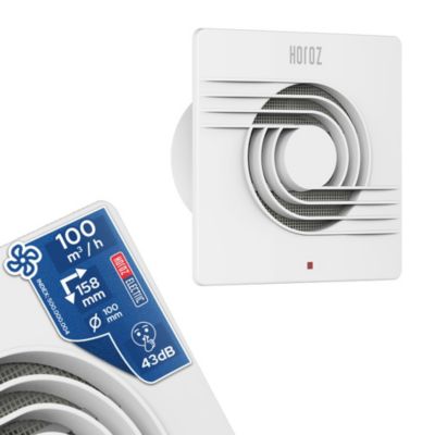 Extracteur d'Air Salle de Bain classique 100 mm ABS blanc 100m3/h 43dB HELIX HOROZ