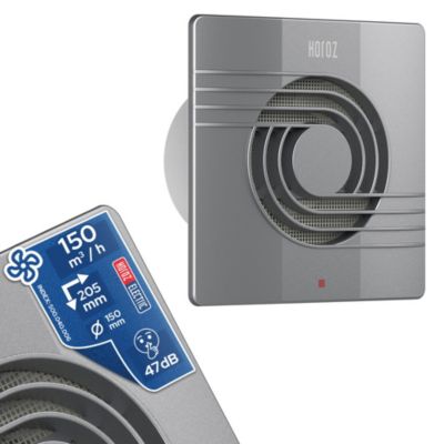 Extracteur d'Air Salle de Bain classique 150 mm ABS argenté 150m3/h ...