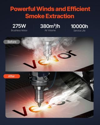 Extracteur fumee soudure 275W, absorbeur sans balais 2 tuyaux, aspiration 380 m3/h