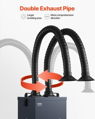 Extracteur fumee soudure 275W, absorbeur sans balais 2 tuyaux, aspiration 380 m3/h