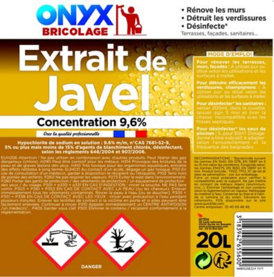 Extrait de javel concentration 9,6% 36° Onyx bricolage 20L